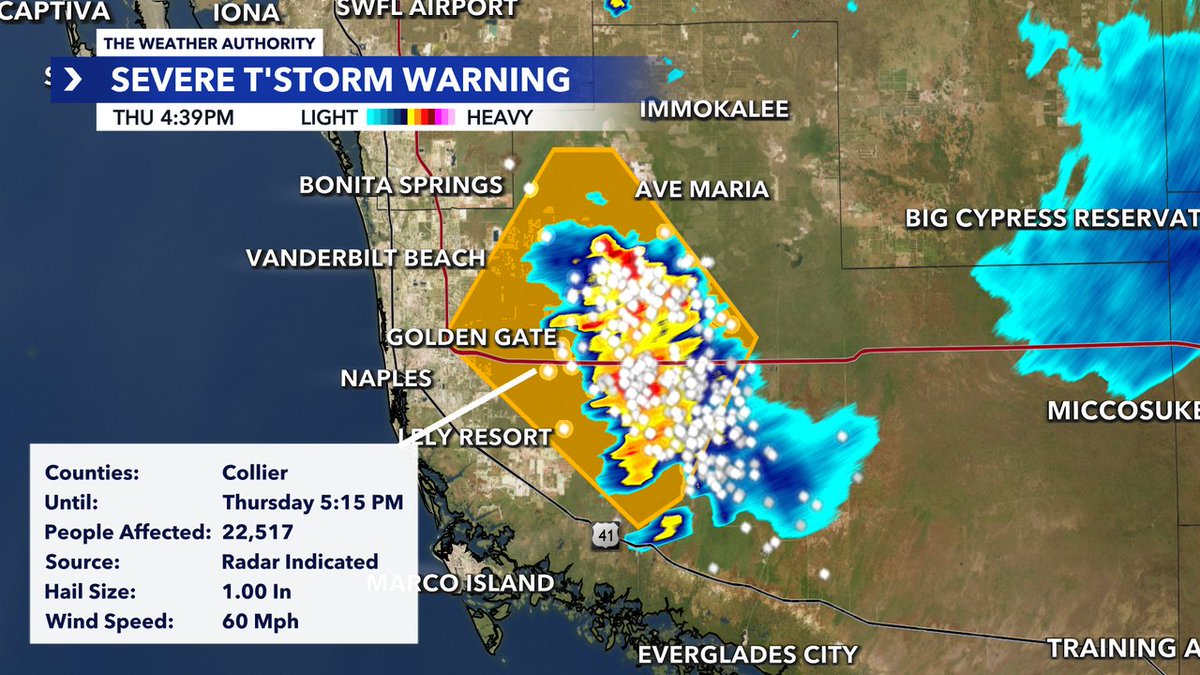 *SEVERE T'STORM WARNING* issued for Collier County until 7/10 5:15PM. Track storms with Southwest Florida's @WINKNews Live Doppler 3X: winknews.com/weather/
