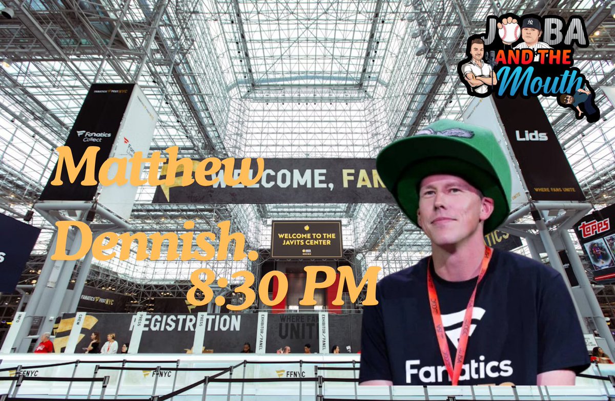 Errol Marks (@errolmarks34) on Twitter photo Our first guest on tonights show of <a href="/jobaandthemouth/">Joba and the Mouth</a>
8:30 PM ET - We will be talking with Matthew Dennish, a fan finishing 3rd place at Fanatics fest, winning over athletes like Eli Manning and James Harden
Tune in at 7:30 PM ET for another great show of <a href="/jobaandthemouth/">Joba and the Mouth</a> Our first guest on tonights show of <a href="/jobaandthemouth/">Joba and the Mouth</a>
8:30 PM ET - We will be talking with Matthew Dennish, a fan finishing 3rd place at Fanatics fest, winning over athletes like Eli Manning and James Harden
Tune in at 7:30 PM ET for another great show of <a href="/jobaandthemouth/">Joba and the Mouth</a>