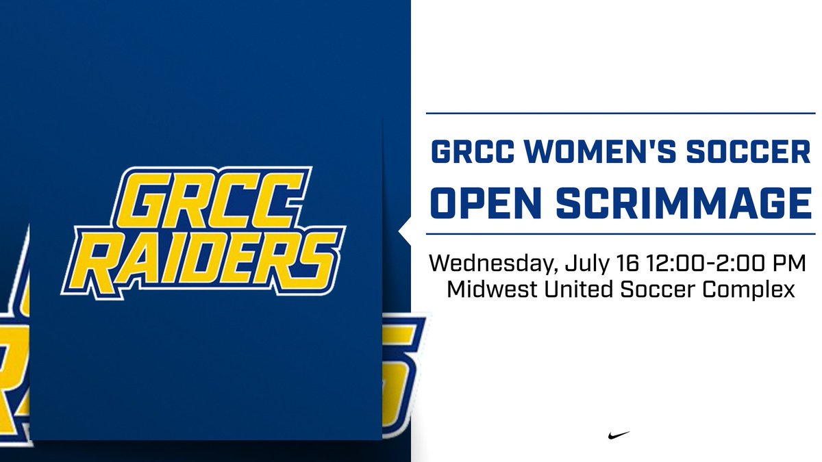 The GRCC Women's Soccer season is just weeks away!  Let's have another open scrimmage shall we?  This is open to all High School and College women. 

Please fill out the waiver and form here:  tinyurl.com/grccscrimmage