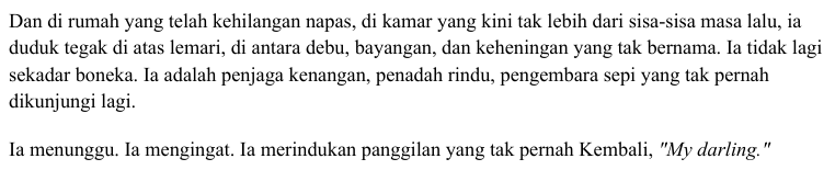 BAGUS. BANGET. HOWAH.

Sasuga penulis cerita ulung :" (belum bisa tag writernya just because hehehe)