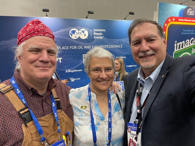 Three SPE presidents, three smiles! Jennifer Miskimins (2026), Terry Palisch (2024) and Tom Blasingame (2021) caught up at #URTeC2025 after a session on energy education with Scott Tinker and Switch Energy Alliance.

Credit: Jennifer Miskimins via LinkedIn

#OilAndGas #URTeC