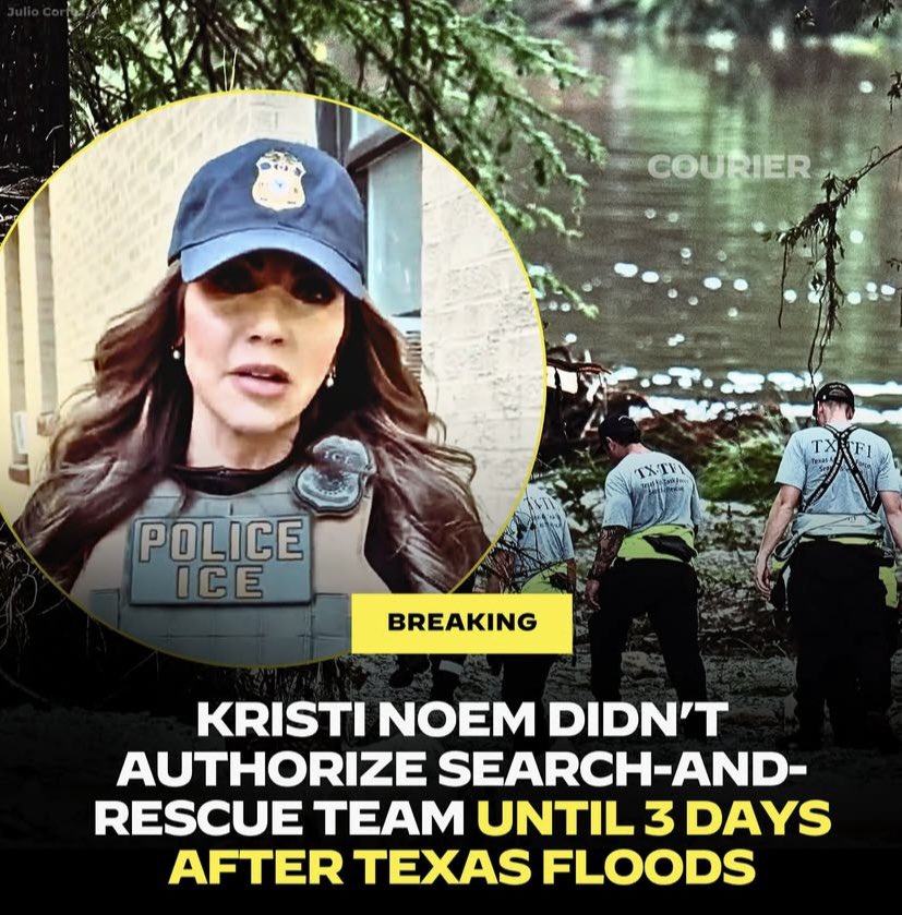 FEMA’S response in TX was delayed due to a new policy by you Kristi. It requires your personal approval for all contracts over 100K. Deployment was delayed by 72 hours! 120 people have died and at least 160 are still missing.