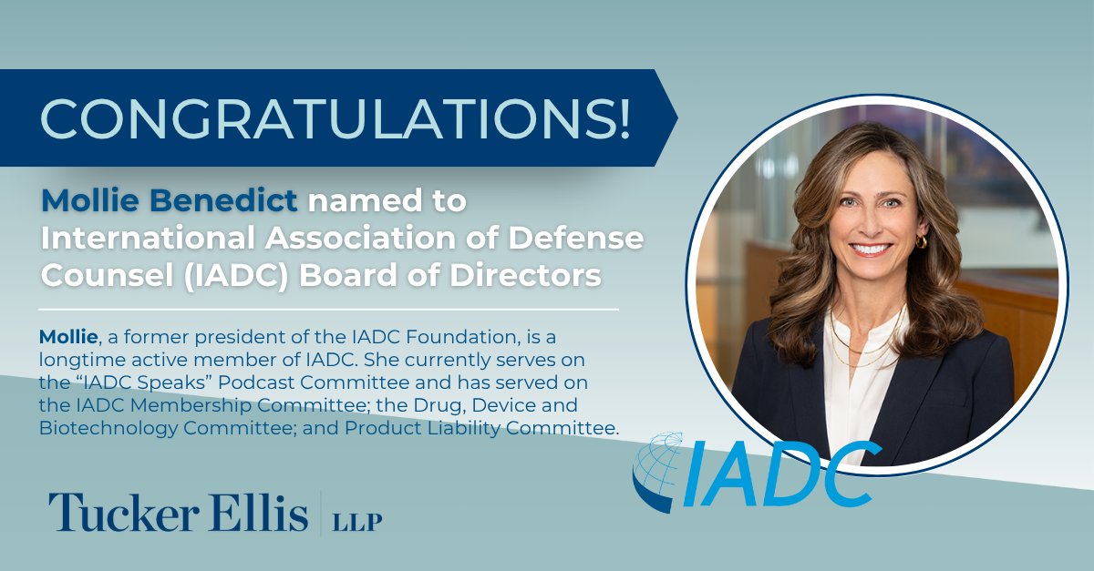 Congratulations to Mollie Benedict! Mollie was named to the International Association of Defense Counsel Board of Directors at the conclusion of the IADC 2025 Annual Meeting.
bit.ly/44VOOMr