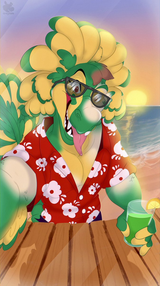 #Relaxing #Raptor #TF Commission for <a href="/FFroach/">Floofy Froach</a> ! Thank you so much for the support!🍹💚🌅
#Dinosaur #Transformation #Summer