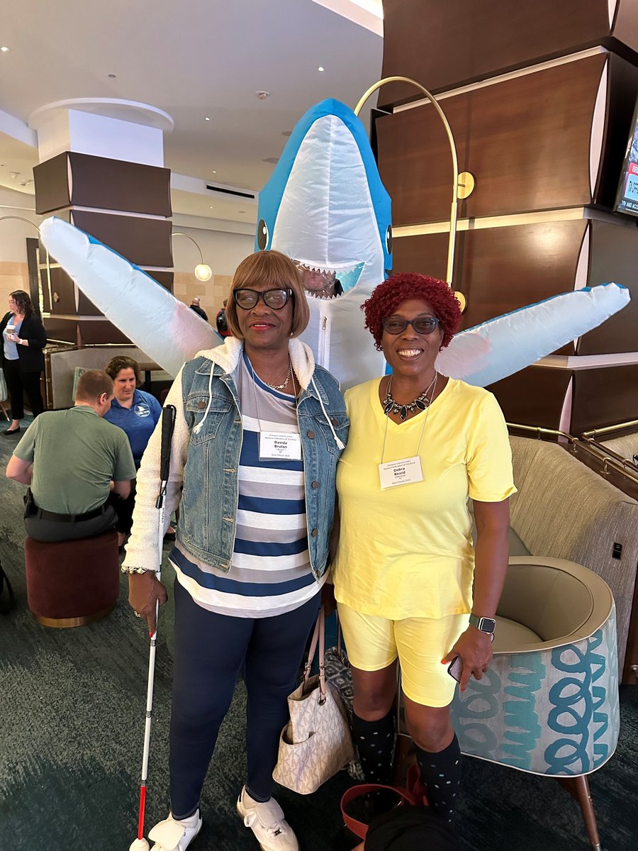 FreedomSci's tweet image. Rachel and Elizabeth were so excited to meet everyone at the #NFB25 Insert J Club meetup on Wednesday! Sharky made an appearance and took photos with some of the members. Did you get a photo with Sharky? Share it with us! #Sharky