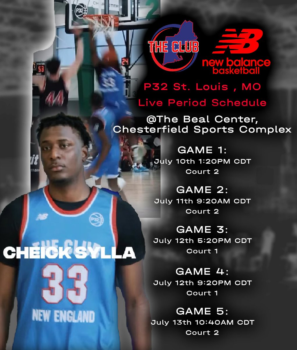 👀July Live Period kicks off today for The Club on the New Balance P32. Our 17U squad features 9 Scholarship level prospects, including 2026 Big Cheick Sylla! See you soon...
#P32