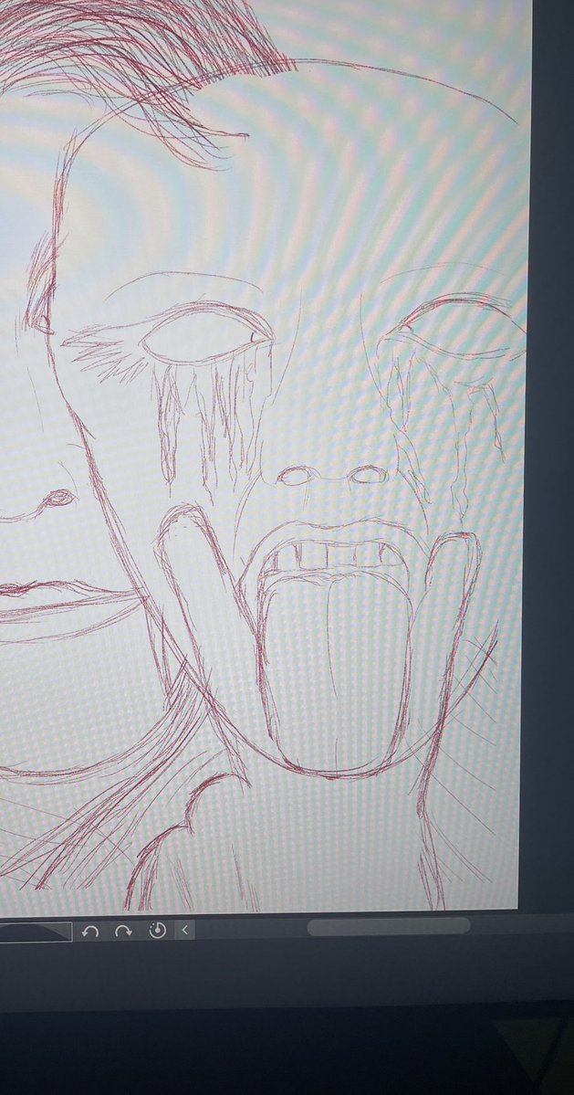 dirtydanima's tweet image. Putting down a rough sketch for a Higgs painting. Needed to get this freak out of my head (he’s lodged in there)