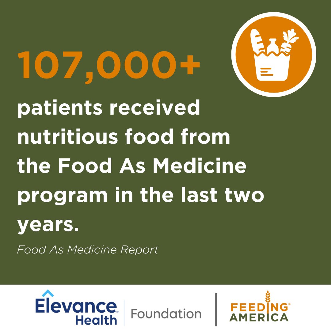 FeedingAmerica's tweet image. Over 107K neighbors gained access to nutritious food and support through the #FoodAsMedicine initiative, transforming lives with strength, healing, and dignity.
Read the new report supported by @ElevanceFND and Center for Nutrition & Health Impact: bit.ly/407rb0W