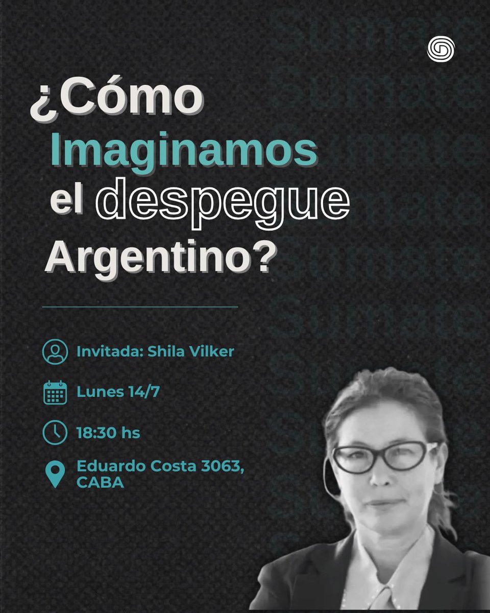 🙌🏼 Este lunes 14/7 Shila Vilker nos va a hablar sobre cómo imaginar el despegue argentino.

📄 La actividad es gratuita, envía tus datos a institucional@movimientoaldesarrollo.org. 

¡Cupos limitados!