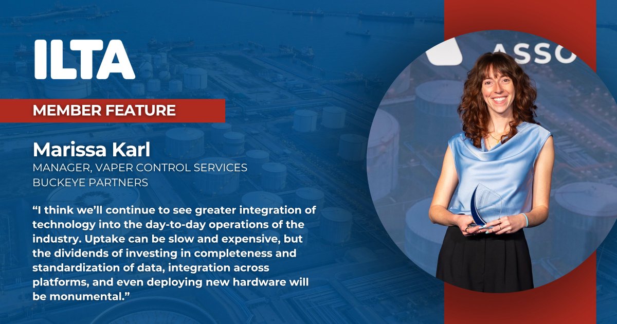 Marissa Karl, Manager of Vapor Control Services at Buckeye Partners and ILTA’s 2025 Outstanding Young Professional Award recipient, is bringing curiosity, technical insight, and a collaborative spirit to the terminal industry. From co-authoring a white paper that helped shape new