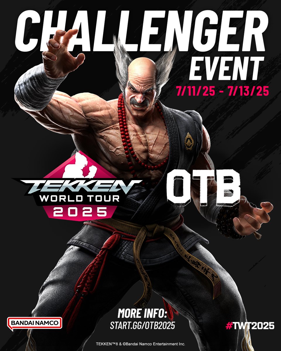 BNEesports's tweet image. There is more TEKKEN action happening this weekend!
#TWT2025 Challenger Event: Only The Best 2025
📍 Location: Naples, Italy 🇮🇹
🗓️ : July 11 - 13
📺 Watch their streams!
twitch.tv/reversalgg
Get more info: start.gg/OTB2025