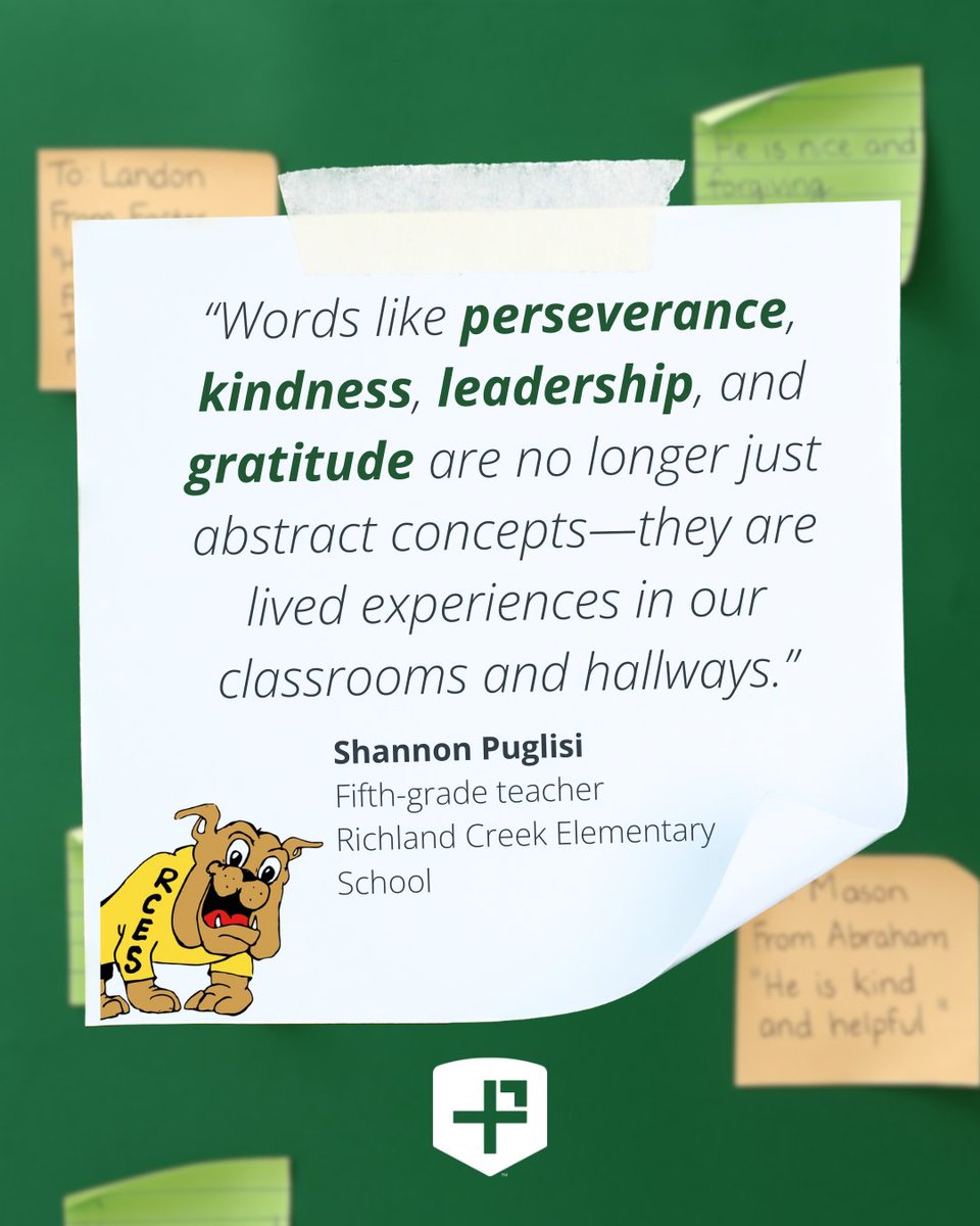 Perseverance. Kindness. Leadership. Gratitude.

This shared vocabulary is helping students at Richland Creek Elementary celebrate strengths together.

#PositivityInAction