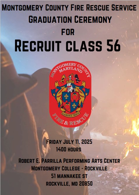 DavidPazos15's tweet image. Finally! @mcfrs Recruit Class 56 is graduating tomorrow (Friday July 11) at Montgomery College-Rockville Campus. RC56 started with 36 new hires and ended with 28 employees after 26 hard weeks of training. Congrats! @mcfrsPIO