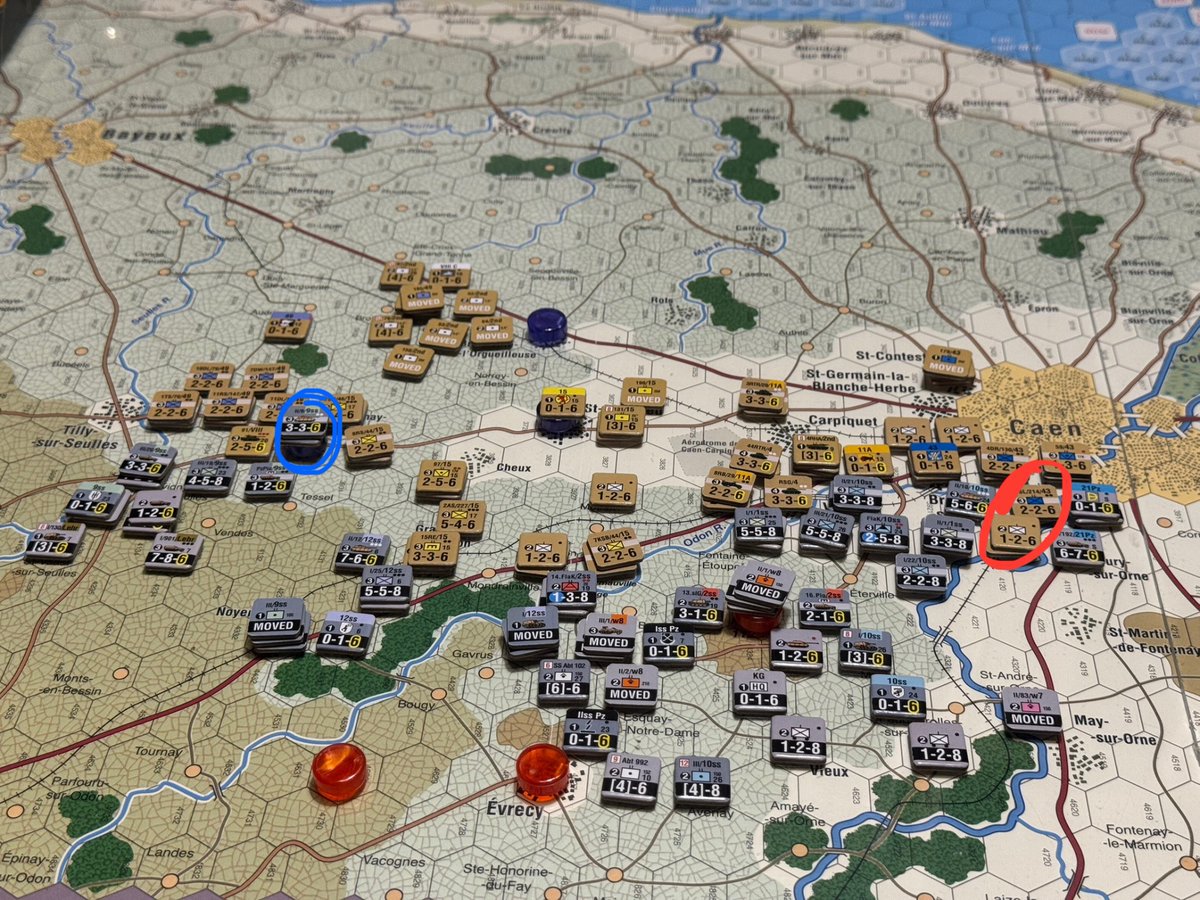 End of Operation Epsom. A draw: the Germans manage a last minute recapture of Fontenay but the Allies still keep a couple of reduced battalions south of the Odon River. The German counterattack is aborted. The Battle for Normandy from <a href="/gmtgames/">GMT Games</a>.