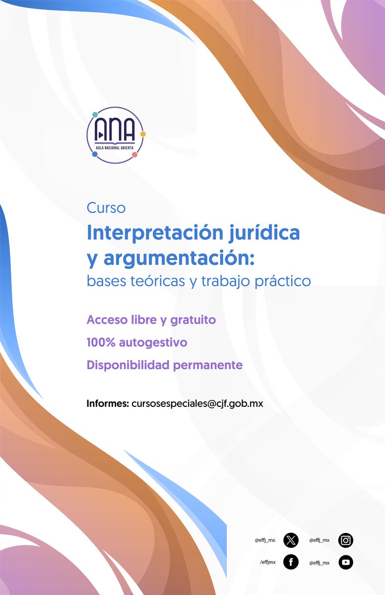 🔺 Aprende Derecho bajo los más altos estándares de calidad con #ANA, la plataforma de aprendizaje abierto de la #EscuelaJudicial

🔹Curso: Interpretación jurídica y argumentación: bases teóricas y trabajo práctico

👨🏻‍🏫 Dr. Juan Antonio García Amado

💻 aulanacionalabierta.cjf.gob.mx/moodle/