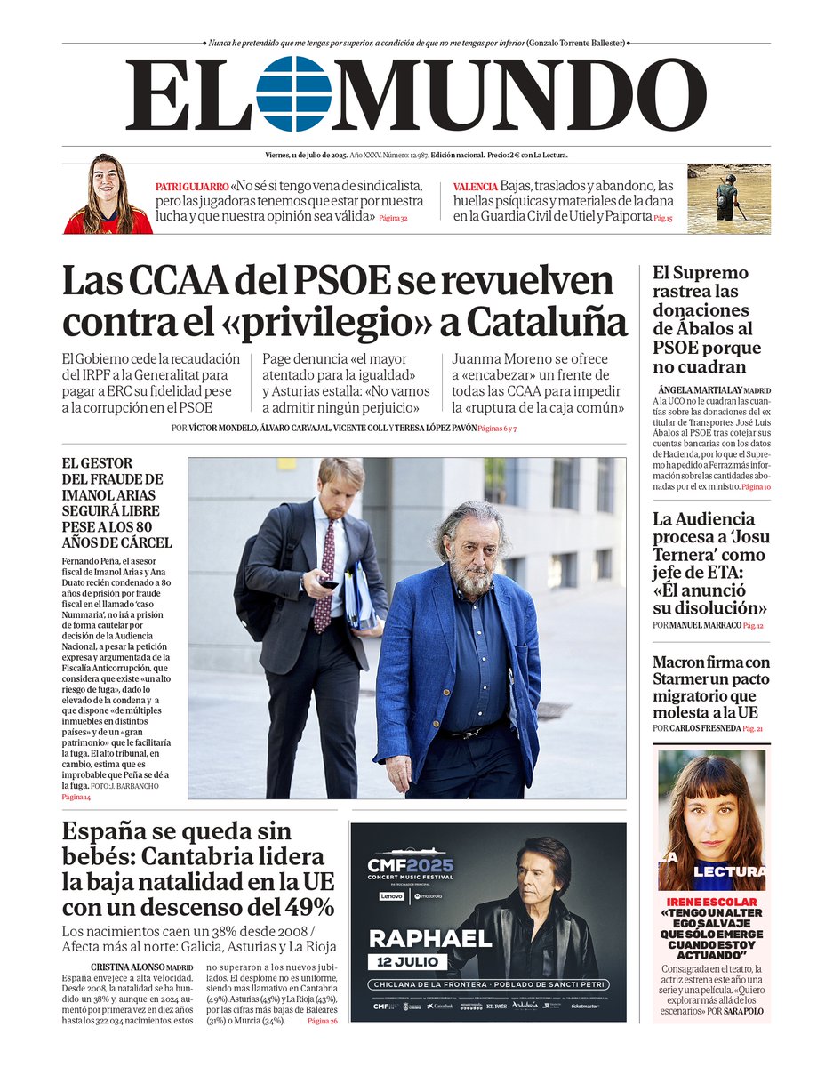 📰 Portada de EL MUNDO del 11 de julio.    

Ya disponible en Orbyt y en la edición digital con la mejor información.