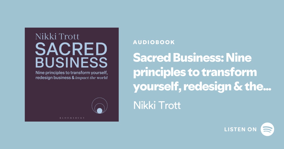 Sacred Business invites you to align profit with purpose and lead with the heart. 

A soulful guide for changemakers and conscious entrepreneurs, now available on Spotify. 🎧 

Listen here: bit.ly/44CZbUk