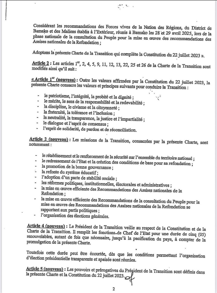 sysawne's tweet image. #Mali 
Le président de la transition Assimi Goïta a promulgué un décret entérinant la possibilité pour le président Goïta de briguer un nombre illimité de mandats.