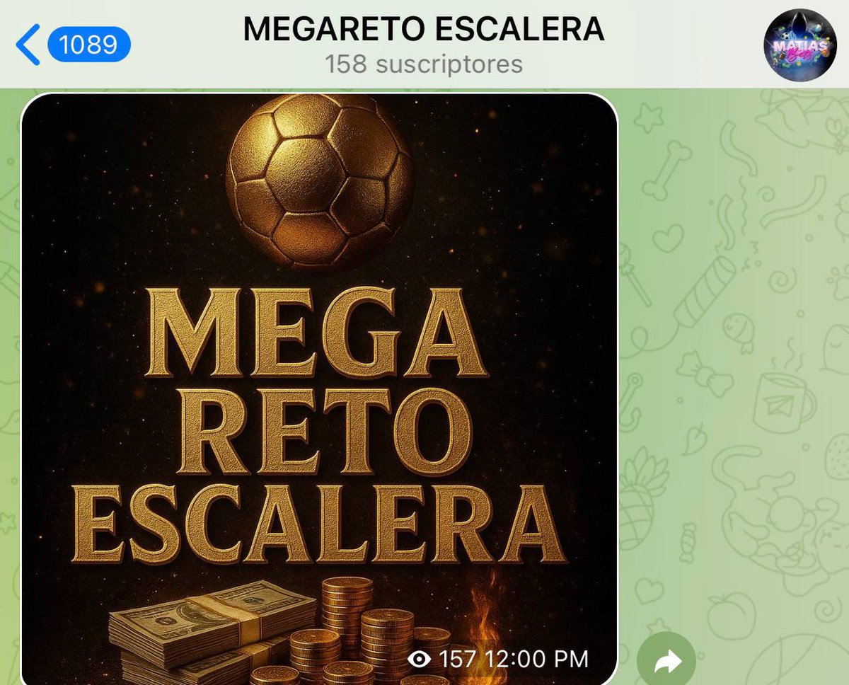 SE NOS VIENE UN NUEVO MEGA RETO ESCALERA DE MATIAS BETS🔥⏳¿TE SUBES AL BARCO?🚢 

DEJA TU ❤️🔄🗯️🙏 Y ÚNETE A NUESTRO GRUPO DE TELEGRAM👇🏻🫂🎁

t.me/Los_Picks_Del_…