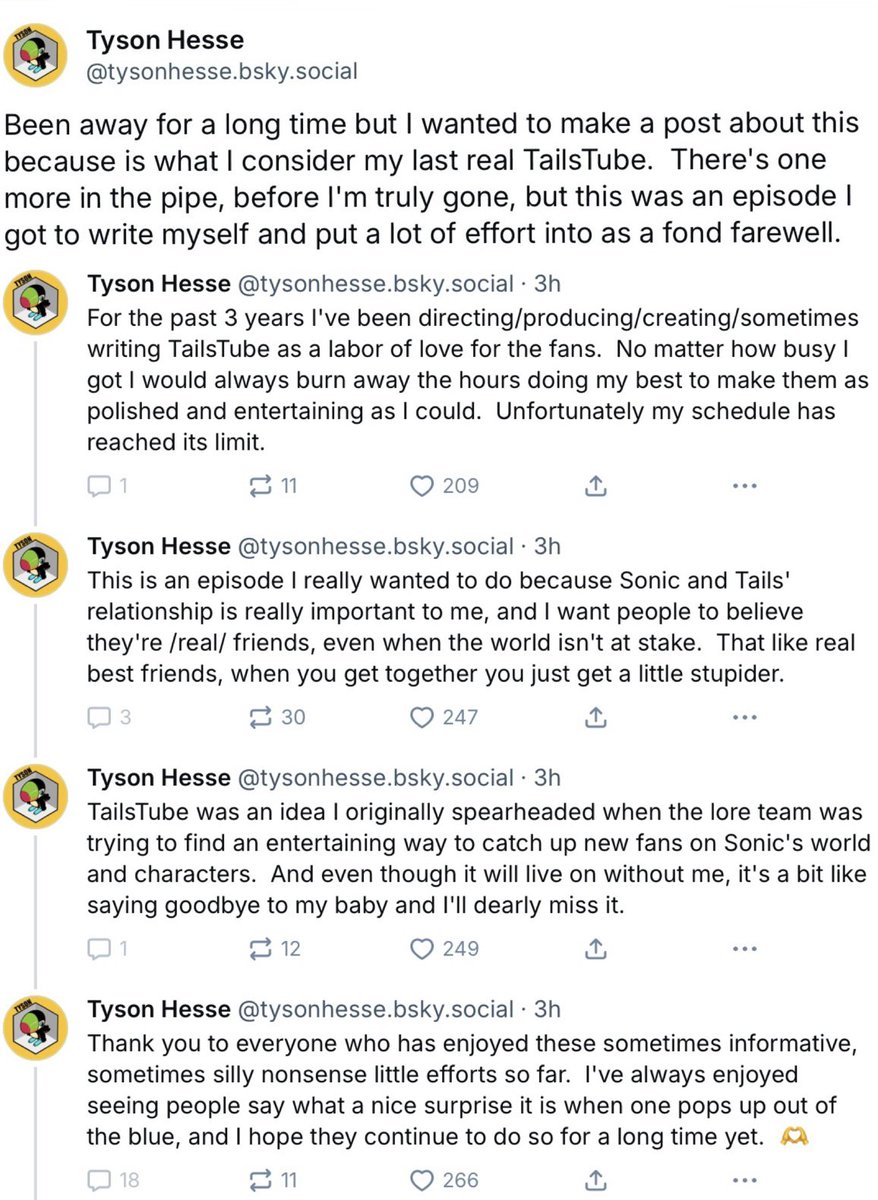 Tyson Hesse has confirmed that he wrote this episode, &amp; that it will be his last "real" one (there's in one more he worked on coming). He has worked on the series as a director and sometimes a writer for the past three years. #SonicNews

His full statement from BlueSky is below: