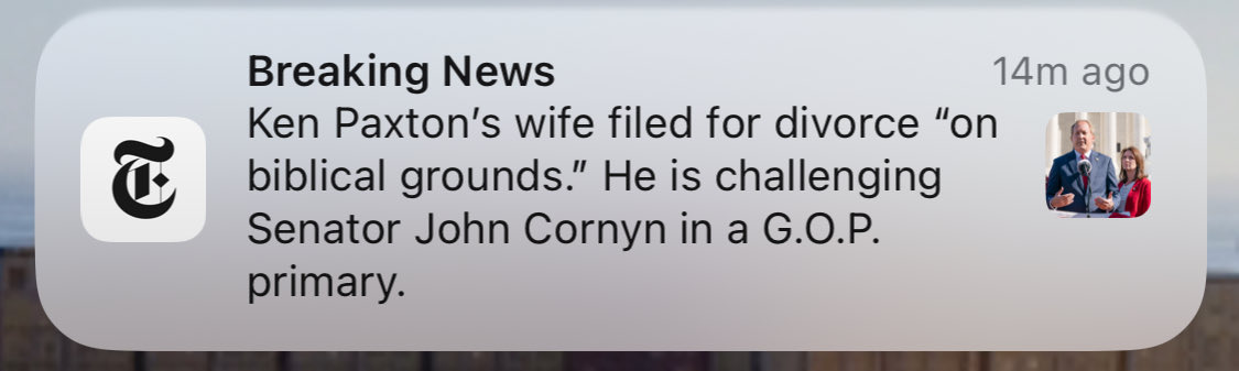 sissenberg's tweet image. She likes Arts & Leisure, I go straight for the push alerts on the marital status of other states’ attorneys general