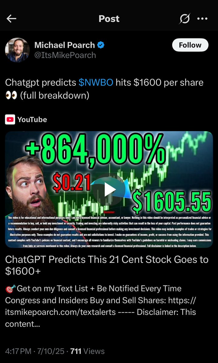 Where else can you find entertainment like this? 

$NWBO basic outstanding share count today is 1.4 billion. 

Watch out $NVDA! 😆