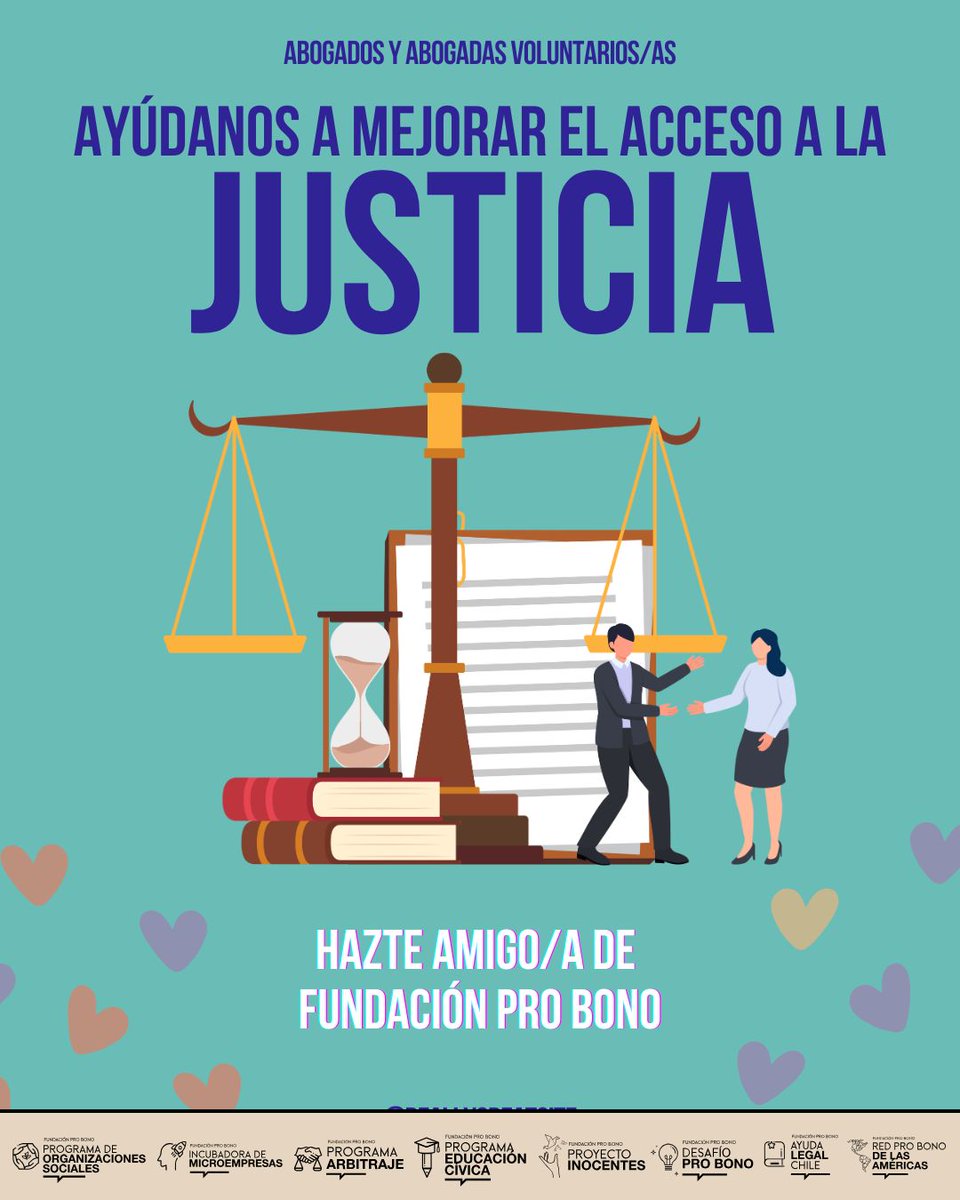 📢¡Hazte socio de Fundación Pro Bono y ayúdanos a ampliar el acceso la justicia!

📌Ya te puedes sumar a los Amigos de Fundación Pro Bono, aportando $5.000 o $10.000 pesos mensuales, o donar a nuestras campañas de #EducaciónCívica y #RegalaJusticia.

🔗👉🏽 esponsor.com/fundacionprobo…