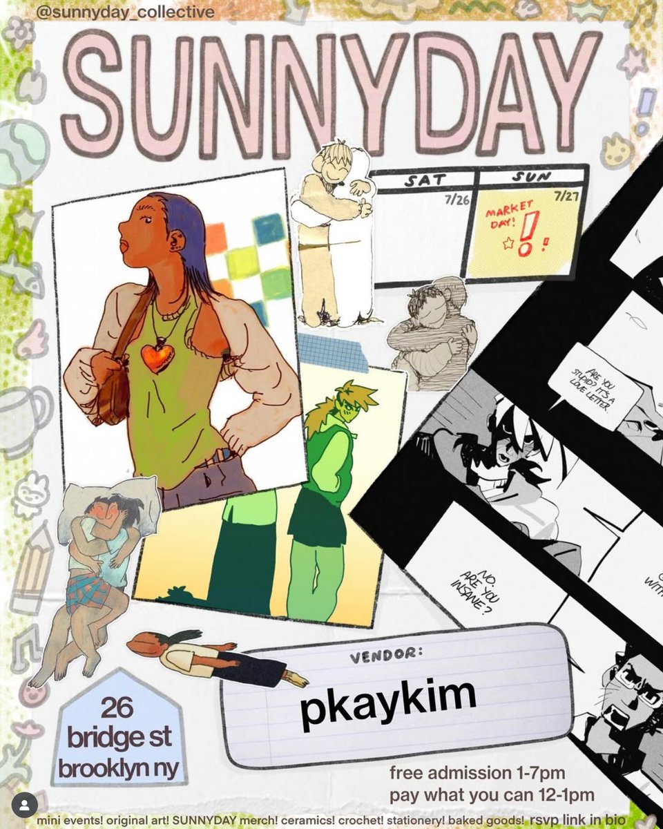 pkaykim's tweet image. I forgot to advertise this here but I'll be tabling at SUNNYDAY art market in Brooklyn on July 27th! come say hi! ^__^