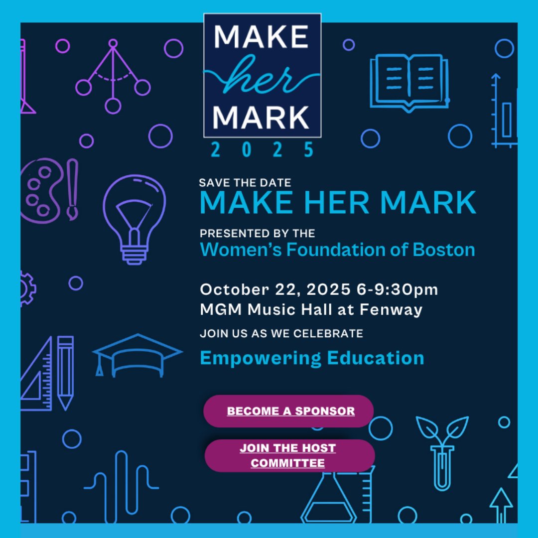 🗓️ Mark your calendar for an inspiring evening at our 2025 Make Her Mark event, celebrating empowering education!

🎓🌟 Support a future full of possibility by joining the Host Committee or sponsoring this empowering event.
🔗 MHM2025.givesmart.com

#wfboston #makehermark