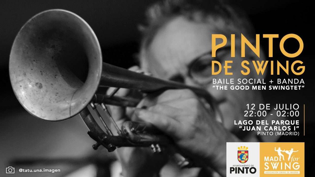 SWING EN PINTO
Un concierto que no te puedes perder:  !!!"The Good Men Swingtet"!!!
Sábado 12/07/25 
22:00-2330 Concierto
23:30-02:00 Música con Dj
Gratis. Junto al lago del Parque Juan Carlos I
!Te esperamos!
madforswing.es/evento/pinto-d…

#SomosMADforSwing