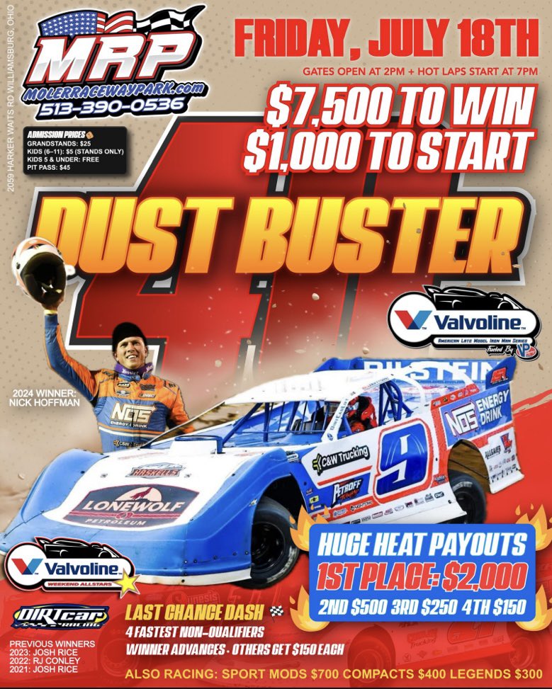 tilleyracing's tweet image. Three OHIO RACES coming up!
@Valvoline / American Late Model Iron-Man Series
Saturday 7/12
@OakshadeRaceway - Wauseon, OH
$10,000 to win / 28th Annual Birthday Race
Co-sanctioned with @DIRTcarRacing @SummerNationals
Friday 7/18
MRP Raceway Park - Williamsburg, OH
$7,500 to…