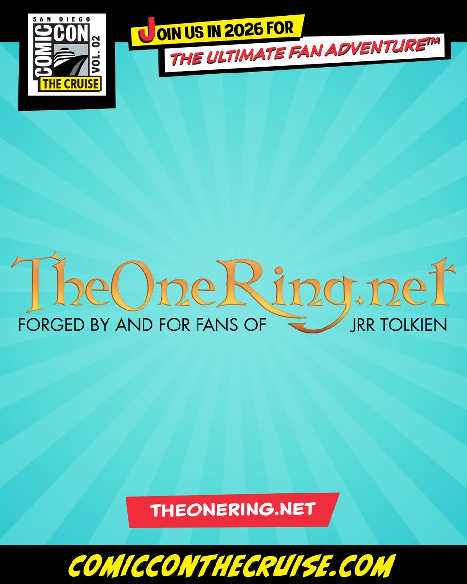 ComicConCruise's tweet image. Forged by and for fans of J.R.R. Tolkien, @theoneringnet will be bringing their expertise, trivia, and more to Comic-Con: The Cruise as we celebrate the 25th Anniversary of The Lord of the Rings: The Fellowship of the Ring. #ComicConCruise
