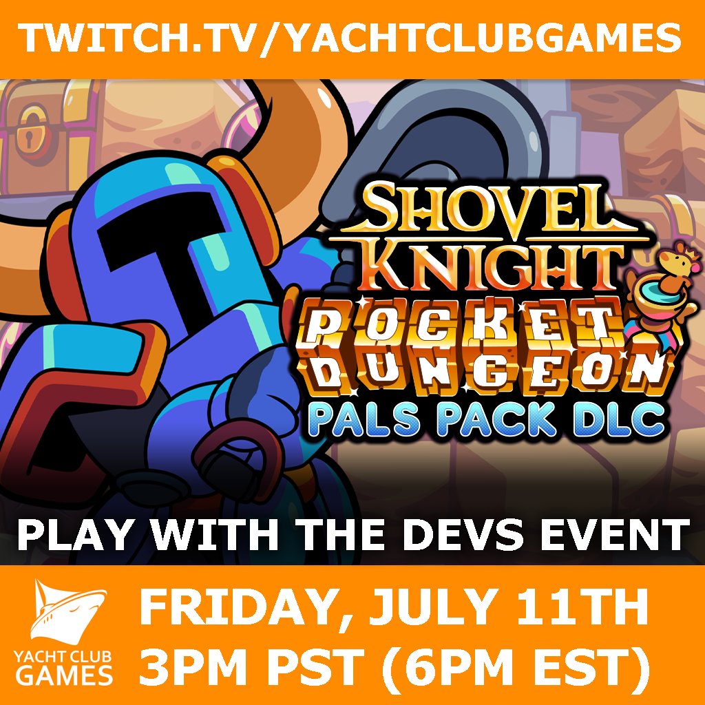 YachtClubGames's tweet image. We’re challenging YOU (YEAH YOU) to come battle it out with us in the Pocket Dungeon! We’ll be LIVE streaming Pals Pack matches on our Twitch channel THIS Friday at 3pm PT/6PM ET!
See ya there! 💥