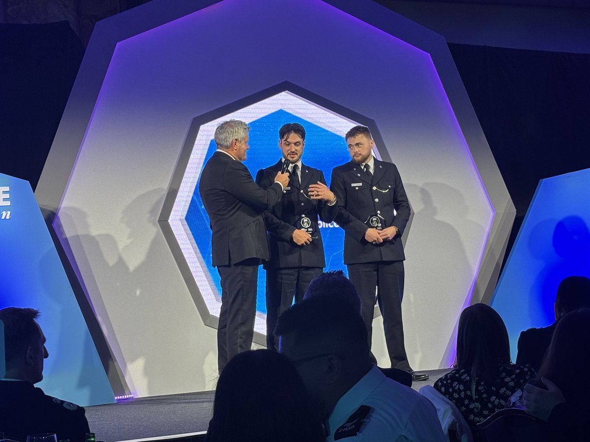 The Eastern Region #PoliceBravery Awards winners are our Leicestershire Police colleagues PCs Jack Milman and Tom McGrath! The officers bravely disarmed a man who had just stabbed his partner, and saved the life of the woman, who was suffering catastrophic bleeding. #Proud