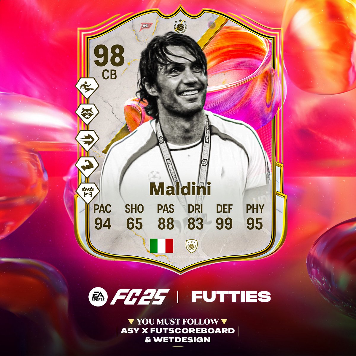 🚨MALDINI 🇮🇹 FUTTIES OFFICIAL CARD🚨

Come back home Paolo and send away these clowns 🔴⚫️

OFFICIAL STATS ✅
OFFICIAL PS+ ✅