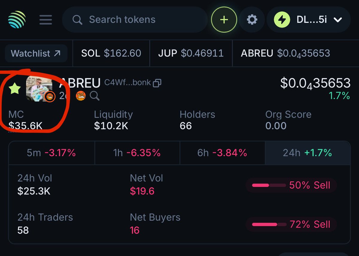 chris.sol - SEZ / TOKEN2049 🇦🇪 (@chrisdotsol) on Twitter photo I'm trying to get ABREU verified on <a href="/JupiterExchange/">Jupiter (🐱, 🐐)</a>.
What we need:
⭐ People to click the star on the token page (see image)
✅ 5 smart likes + 80 organic score
It’s free, takes 5 seconds, and really helps.
Link in next tweet. Please help 🙏 I'm trying to get ABREU verified on <a href="/JupiterExchange/">Jupiter (🐱, 🐐)</a>.
What we need:
⭐ People to click the star on the token page (see image)
✅ 5 smart likes + 80 organic score
It’s free, takes 5 seconds, and really helps.
Link in next tweet. Please help 🙏