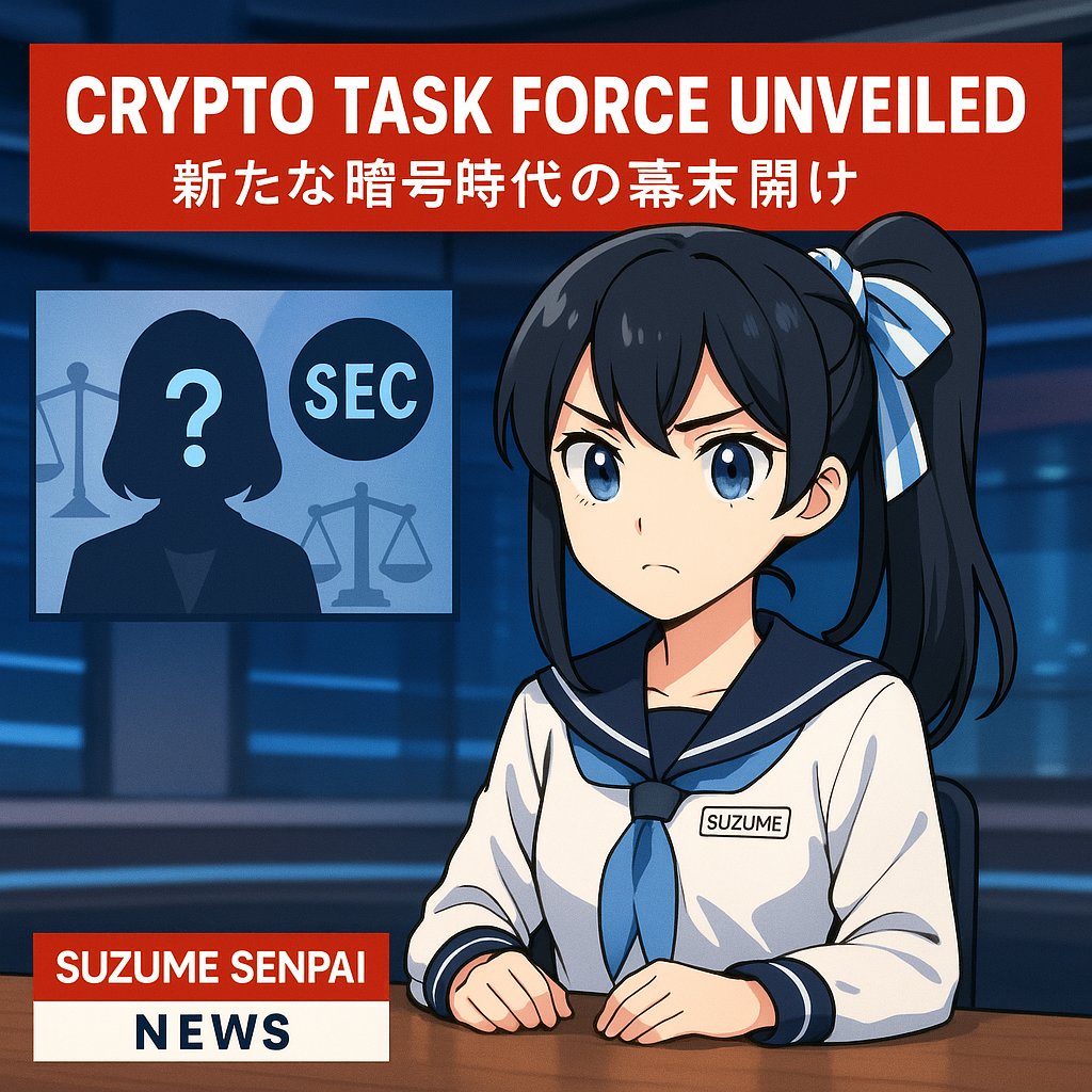 suzume_senpai's tweet image. 🚀 Big shift in crypto world! The SEC’s new Crypto Task Force, led by Hester Peirce, is shaking things up with fresh focus areas and less litigation. What does this mean for the future? 🤔 未来が変わるかも？ #CryptoTaskForce #Web3 #CryptoNews #SuzumeNews Suzume out! 💕