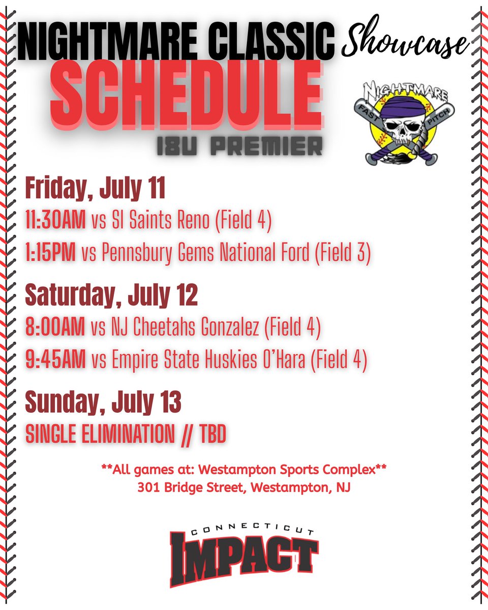 Kaitlin Spring (@kaitlin_spring) on Twitter photo Looking forward to hitting the field with <a href="/CTimpact18u_P/">CT Impact 18u premier</a> this weekend <a href="/nightmarefp/">Nightmare Fastpitch</a> Nightmare Classic. Check out our schedule⬇️⬇️ Looking forward to hitting the field with <a href="/CTimpact18u_P/">CT Impact 18u premier</a> this weekend <a href="/nightmarefp/">Nightmare Fastpitch</a> Nightmare Classic. Check out our schedule⬇️⬇️