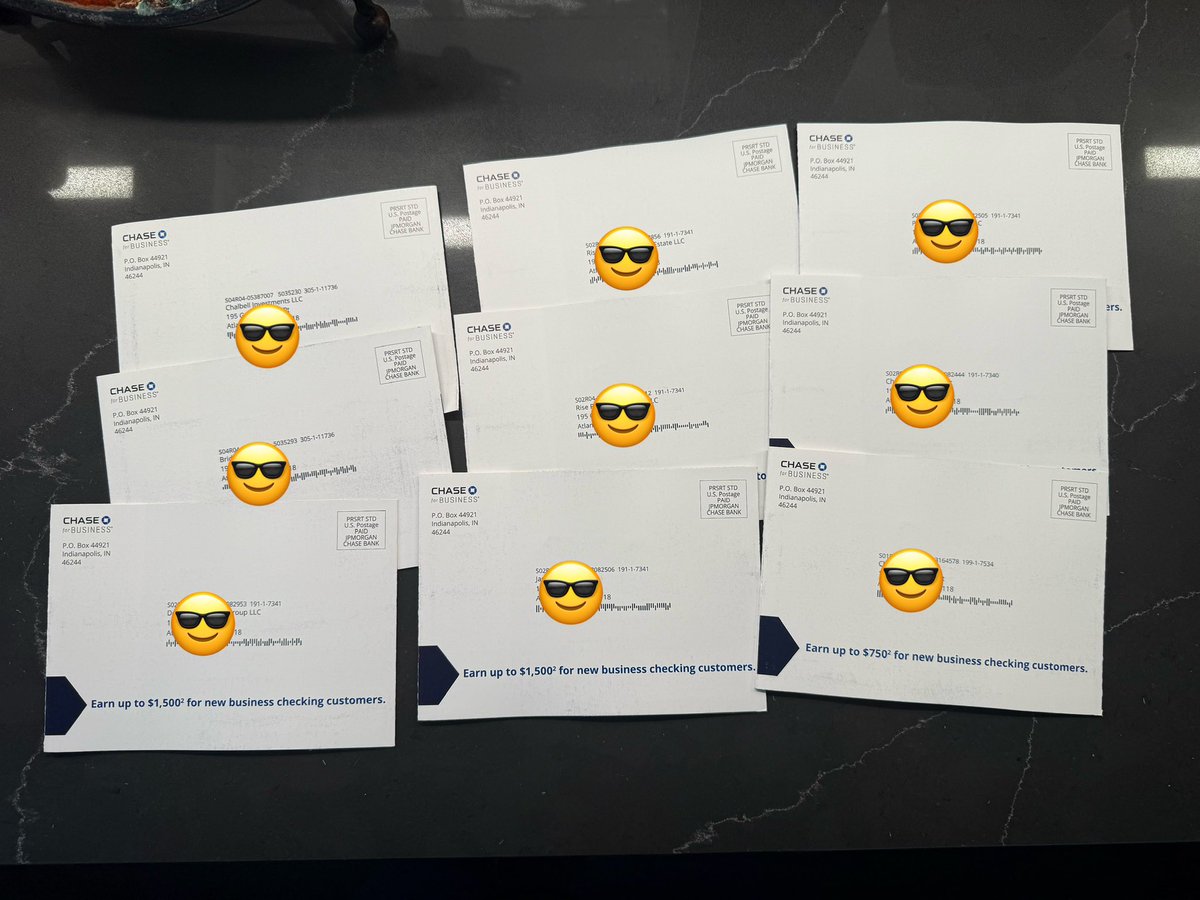 jchal's tweet image. These days, I’m less business owner and more Chase Business Checking connoisseur.
I just got my ninth bonus offer, I heard Jamie Diamond personally delivers the tenth.