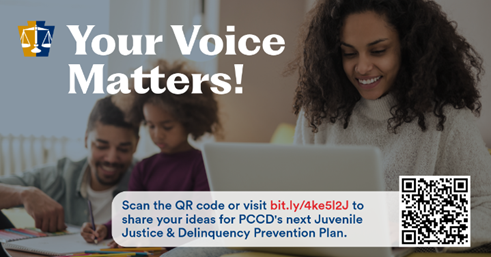 PaCrimeComm's tweet image. Help shape the future of #JuvenileJustice in #Pennsylvania.
The Commonwealth is building a new plan to better support #PAYouth, and your insights can drive real change. Take a quick, anonymous survey to share your ideas, experiences, and priorities.
📲 Scan the QR code or visit…