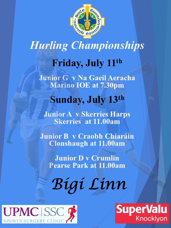 Hurling Championship Time...Best of luck to all our teams...Bígí Linn