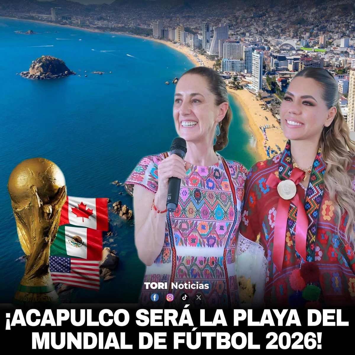 ¡URGENTE! 🚨 ¡ES OFICIAL!🏆🇲🇽⚽

Esta confirmado que Acapulco será la Playa Oficial del Mundial 2026, por ser el paraíso natural más cercano a la CDMX, que será sede de este mundial de fútbol.

¡ACAPULCO BRILLARÁ A TODO SU EXPLENDOR! 🌴👏