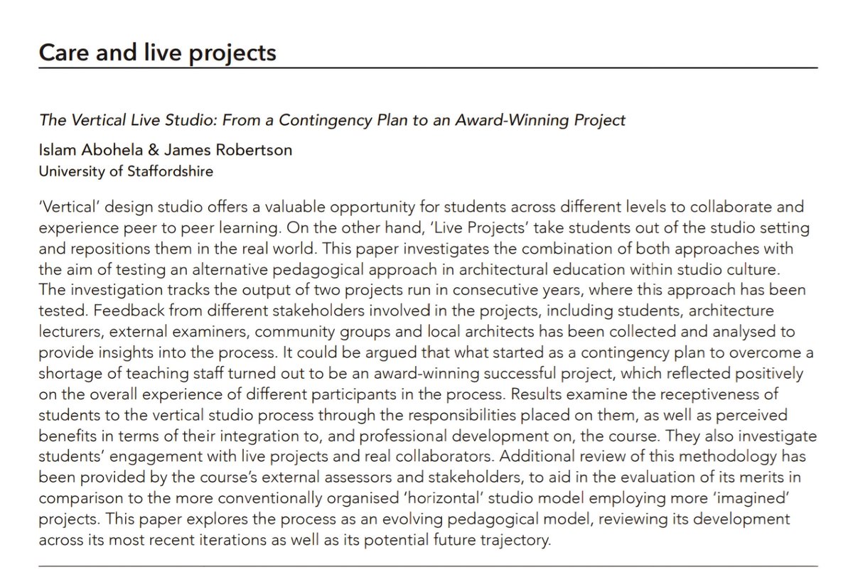 So delighted to present with James Robertson our work on the Vertical Live Studio at the Association of Architecture Educators (aae) conference in UWE, Bristol (Nurture: Cultivating Care, Creativity and Collaboration in Architecture)!
Great opportunity for knowledge exchange.