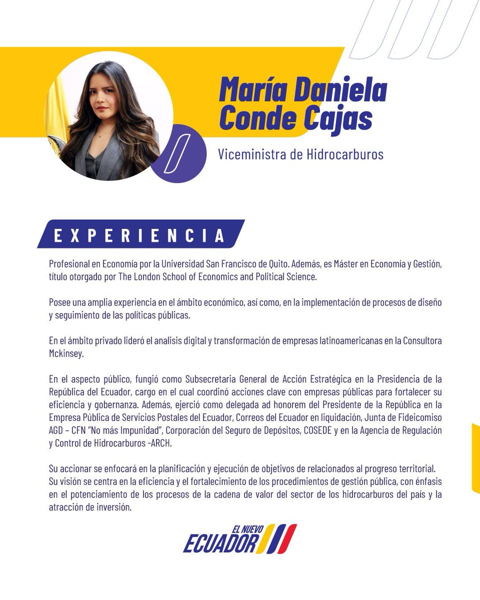 María Daniela Conde es la nueva Viceministra de Hidrocarburos 👇🏽