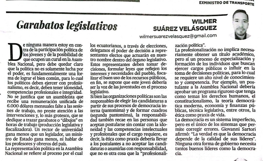 Wilmer Suárez (@suarez_wilmer) on Twitter photo #GarabatoLegislativo
#DominiqueSerrano
No se justifica que un #asambleísta que recibe $ 6.000 mensuales falte al trabajo, no preste atención y lo más grotesco, que se dedique a trazar garabatos. Rectores de universidad, profesores y obreros del país ganan menos.
<a href="/AsambleaEcuador/">Asamblea Nacional</a> #GarabatoLegislativo
#DominiqueSerrano
No se justifica que un #asambleísta que recibe $ 6.000 mensuales falte al trabajo, no preste atención y lo más grotesco, que se dedique a trazar garabatos. Rectores de universidad, profesores y obreros del país ganan menos.
<a href="/AsambleaEcuador/">Asamblea Nacional</a>