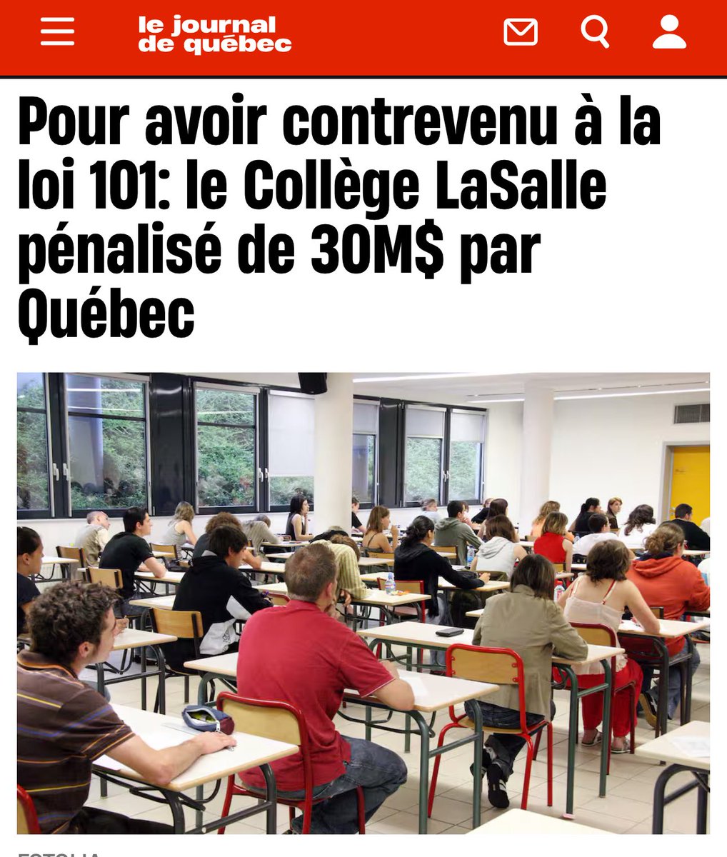 PascaleDery's tweet image. N'en déplaise à M. Marchand, le Collège Lasalle est le seul établissement privé subventionné à ne pas respecter la loi et à avoir défié la Charte de la langue française, et ce, malgré un accompagnement serré et plusieurs avertissements.
« En 2023, le dépassement atteignait 716…