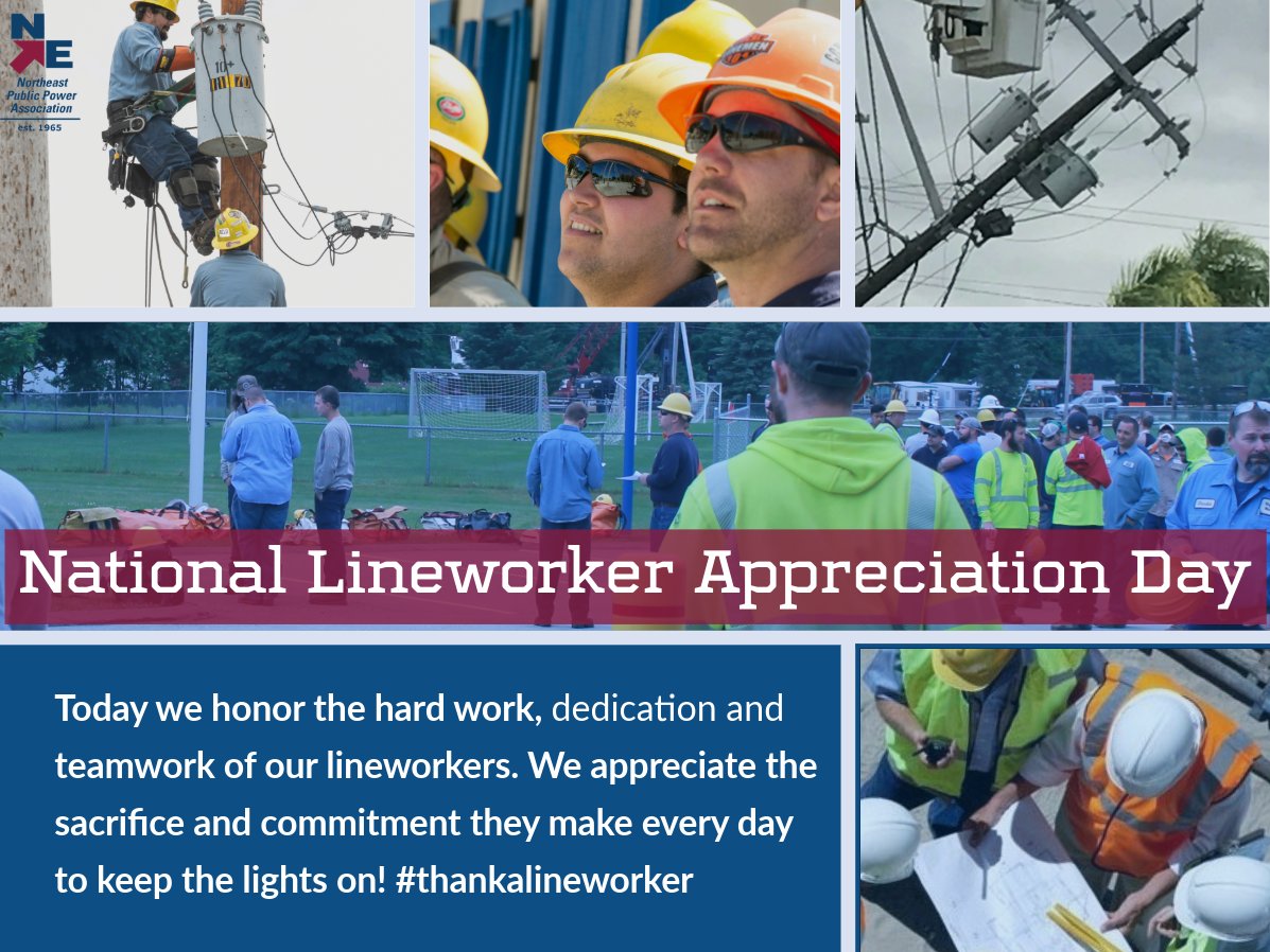 NEPPA_Littleton's tweet image. ⚡ Today is #LineworkerAppreciationDay!

We honor the brave #lineworkers who keep our lights on and our #communities safe—especially on the front lines during #storms and #emergencies.

#ThankYou for all you do! 🙌

#ThankALineworker #PublicPower #EssentialWorkers