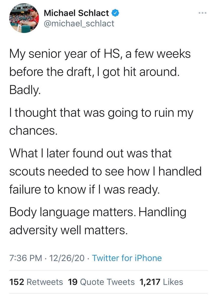 CoachMongero's tweet image. Your HS coaches, summer coaches, perspective college coaches, and pro scouts are all observing the same exact things. How well you handle adversity? Everyone fails, but we all don’t respond the same…
Do you bounce back immediately …. hold your head high and bow your neck? Do…