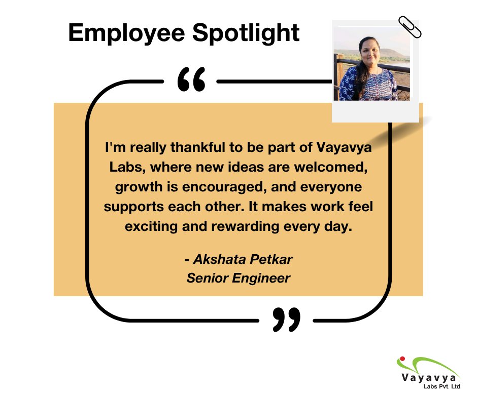 vayavya's tweet image. At @vayavya we believe a supportive environment is key to professional growth & success.
Interested in joining a team that invests in employees at every level? Explore our open positions today: vayavyalabs.com/careers/
#EmployeeAppreciation #workculture