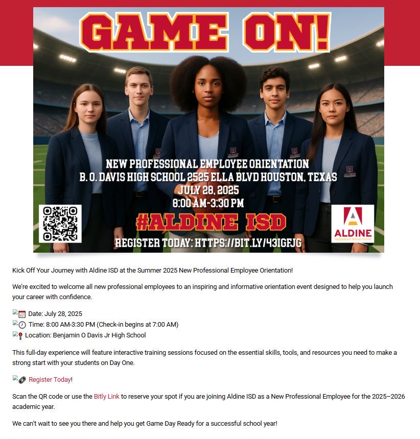 A. Modest (@amodest1) on Twitter photo New to Aldine? Let’s kick off the 25-26 school year together! <a href="/AldineISD/">Aldine ISD</a> <a href="/AldineHR/">Aldine HR</a> <a href="/DrLindseyWise/">Lindsey Wise, Ed.D.</a> <a href="/DrFavy/">DrFavyCantu</a> <a href="/drgoffney/">Dr. LaTonya M. Goffney</a> <a href="/gforoi/">G Foroi</a> <a href="/ScottCorrick/">Scott Corrick</a> <a href="/RubyJAllen/">Ruby</a> <a href="/agarza_aldine/">Abel Garza</a> <a href="/MarciaH20879138/">Marcia Herrera</a> New to Aldine? Let’s kick off the 25-26 school year together! <a href="/AldineISD/">Aldine ISD</a> <a href="/AldineHR/">Aldine HR</a> <a href="/DrLindseyWise/">Lindsey Wise, Ed.D.</a> <a href="/DrFavy/">DrFavyCantu</a> <a href="/drgoffney/">Dr. LaTonya M. Goffney</a> <a href="/gforoi/">G Foroi</a> <a href="/ScottCorrick/">Scott Corrick</a> <a href="/RubyJAllen/">Ruby</a> <a href="/agarza_aldine/">Abel Garza</a> <a href="/MarciaH20879138/">Marcia Herrera</a> 